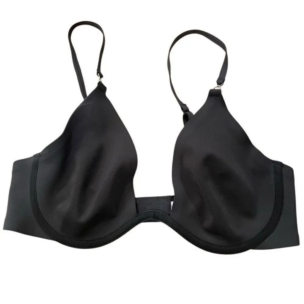Free People Womens Ari Scuba Underwire Bra Neo 32C Black Minimalist OB975193